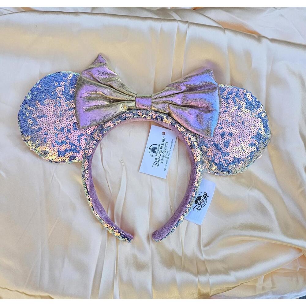 Unique Minnie Ears Disney Parks Pink Gold Sequin Headband Holographic